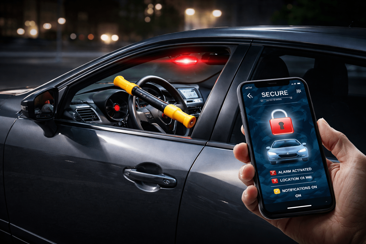 best car anti theft devices protecting vehicle with steering lock and alarm system